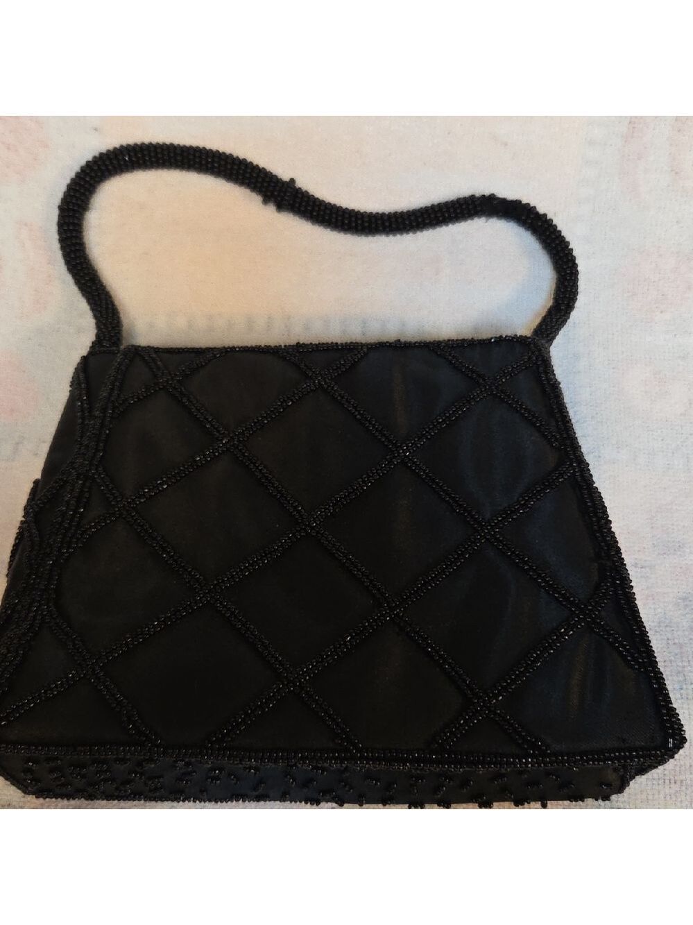 Bijoux Terner Black Beaded Clutch Bag